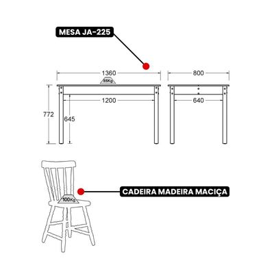 Mesa De Jantar Ditália Com 4 Cadeiras Ja-225 Cor:branco Branco