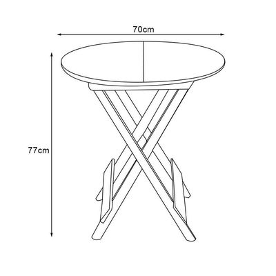Mesa Para Açaí Dobravel De Madeira 70 Redonda - Natural - Marrom