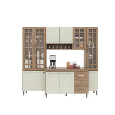 Cozinha Compacta 4 Peças 225cm 11 Portas 3 Gavetas Com Tampo