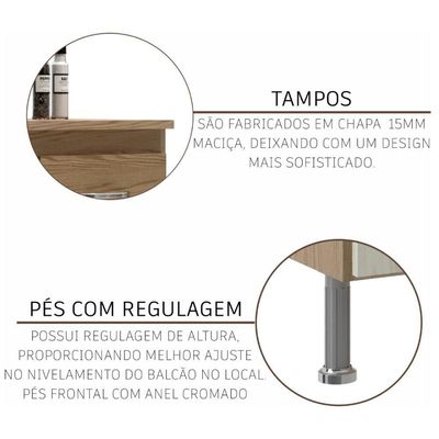 Cozinha Compacta 4 Peças 225cm 11 Portas 3 Gavetas Com Tampo
