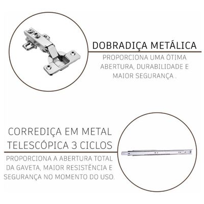 Cozinha Completa 6 Peças 340cm 12 Portas 3 Gavetas Com Tampo