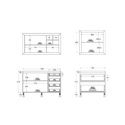 Cozinha Ditália Aspen Com Tampos Carv/branco A58