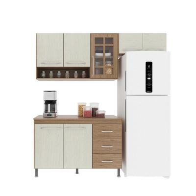 Cozinha Compacta 3 Peças 190cm 7 Portas 3 Gavetas Com Tampo
