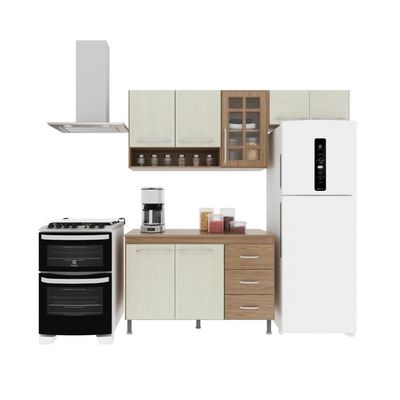Cozinha Compacta 3 Peças 190cm 7 Portas 3 Gavetas Com Tampo