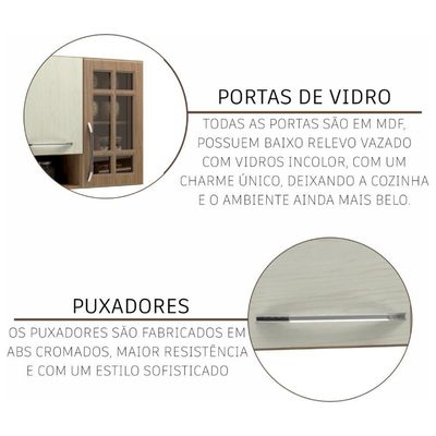 Cozinha Compacta 3 Peças 190cm 7 Portas 3 Gavetas Com Tampo