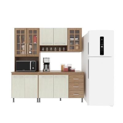 Cozinha Compacta 3 Peças 190cm 9 Portas 3 Gavetas Com Tampo