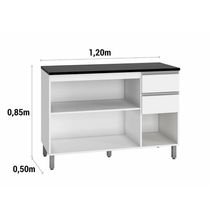 Balcão Com Tampo Evidence 3 Portas 2 Gavetas Mdp Branco