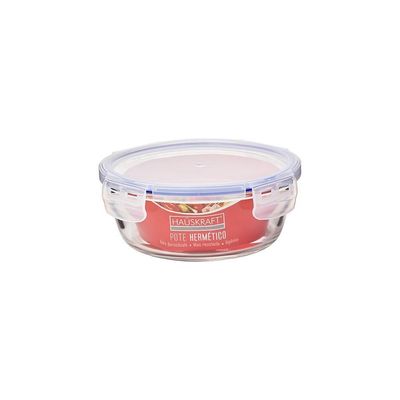 Pote Hermético Redondo Em Vidro C/ Tampa Em Plástico Transparente/azul 720ml - Hauskraft
