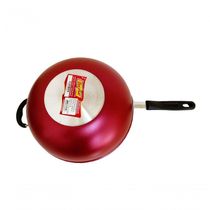 Panela Wok Antiaderente Grande 28cm Cabo Duplo Cor Cereja