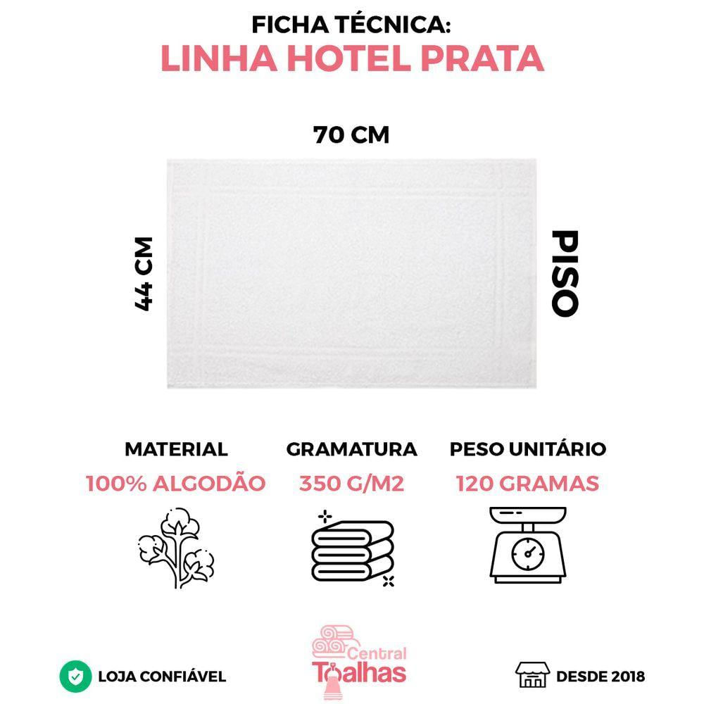 Kit 8 Toalhas De Piso Tapete Para Banheiro Hotel Prata - Branco