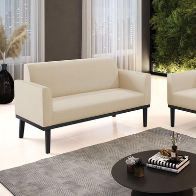 Sofá Namoradeira Base De Madeira Fixa Preto Marisa Corino D03 - D\'rossi Cor Bege