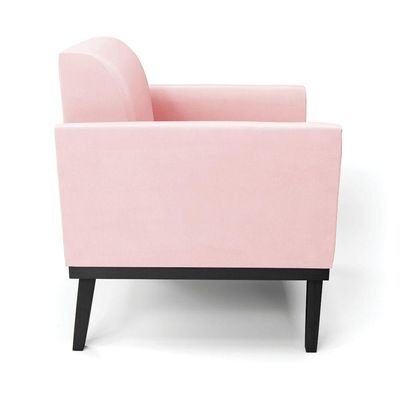 Kit 2 Poltronas Base De Madeira Fixa Preto Marisa Suede D03 - D'Rossi Rosa Bebê