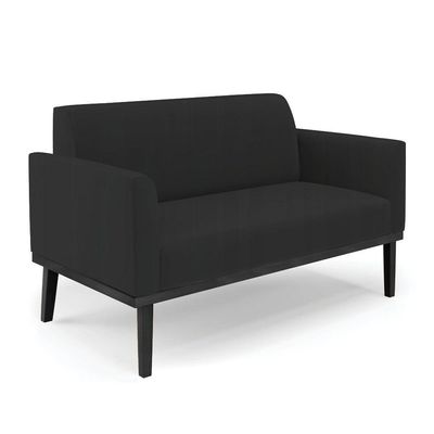 Sofá Namoradeira Com Poltrona Base De Madeira Fixa Preto Marisa Veludo D03 - D'Rossi Preto