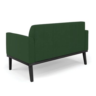 Sofá Namoradeira Com Poltrona Base De Madeira Fixa Preto Marisa Veludo D03 - D'Rossi Verde
