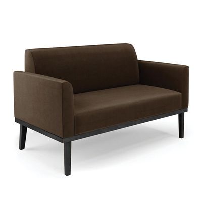 Sofá Namoradeira Com 2 Poltronas Base De Madeira Fixa Preto Marisa Suede D03 - D'Rossi Marrom