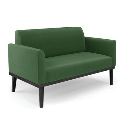 Sofá Namoradeira Com Poltrona Base De Madeira Fixa Preto Marisa Suede Verde D03 - D'Rossi