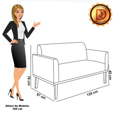 Sofá Namoradeira Com Poltrona Base De Madeira Fixa Preto Marisa Suede Verde D03 - D'Rossi