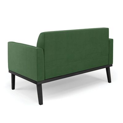 Sofá Namoradeira Com Poltrona Base De Madeira Fixa Preto Marisa Suede Verde D03 - D'Rossi