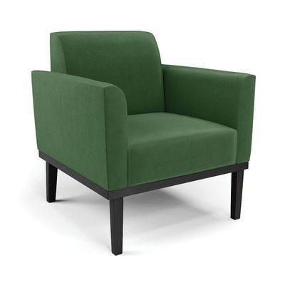 Sofá Namoradeira Com Poltrona Base De Madeira Fixa Preto Marisa Suede Verde D03 - D'Rossi
