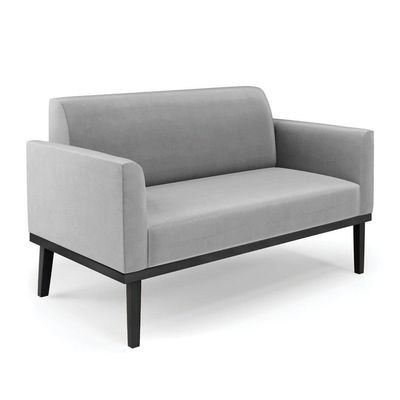 Sofá Namoradeira Com Poltrona Base De Madeira Fixa Preto Marisa Suede D03 - D'Rossi Cinza