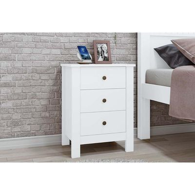 Mesa Cabeceira Casal Maggiore C/ 3 Gavetas Branco - Lopas