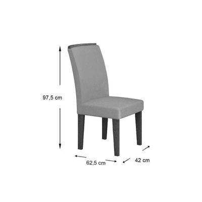 Kit Mesa Tampo Vidro 180cm Canto Curvo + 6 Cadeiras Lunara Imbuia Chocolate