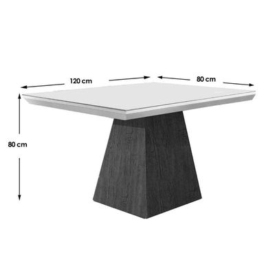 Mesa De Sala Jantar Luna + Tampo Madeirado Reto 120x80cm Grafite/imbuia - Rufato