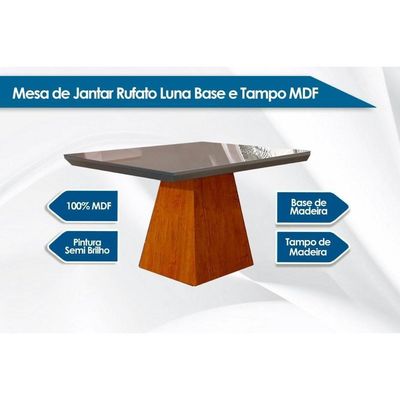 Mesa De Sala Jantar Luna + Tampo Madeirado Reto 120x80cm Grafite/imbuia - Rufato