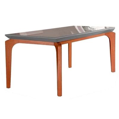 Mesa De Sala Jantar Londrina + Tampo Madeirado Vidro 180x90cm Grafite/imbuia - Rufato
