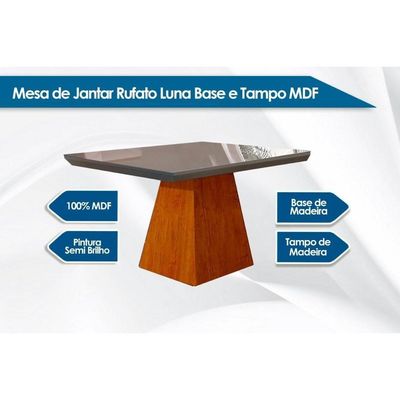 Mesa Para Cozinha Luna + Tampo Madeirado Reto 120x80cm Grafite-imbuia - Rufato