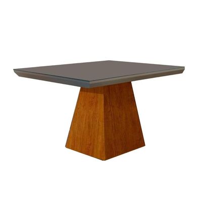Mesa Para Cozinha Luna + Tampo Madeirado Reto 120x80cm Grafite-imbuia - Rufato