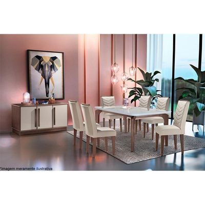 Mesa Para Cozinha Londrina + Tampo Madeirado Vidro Reto 120x80cm Grafite-imbuia - Rufato