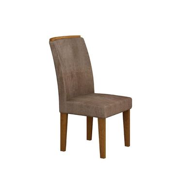 Kit Mesa Tampo Vidro Canto Curvo 180cm + 6 Cadeiras Imbuia Chocolate