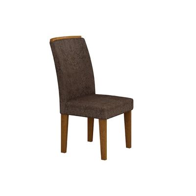 Kit Mesa Tampo Vidro Canto Curvo 180cm + 6 Cadeiras Imbuia Chocolate