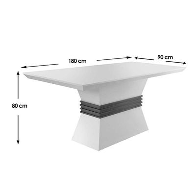 Mesa De Sala Jantar ágata + Tampo Madeirado Reto 180x90cm Off White/imbuia - Rufato