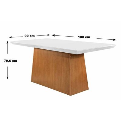 Mesa Para Cozinha Luna + Tampo Madeirado Reto 180x90cm Grafite-imbuia - Rufato