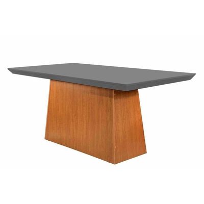 Mesa Para Cozinha Luna + Tampo Madeirado Reto 180x90cm Grafite-imbuia - Rufato