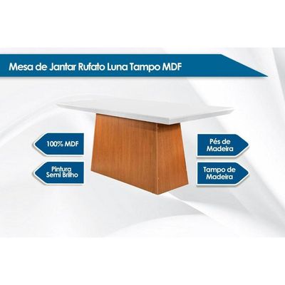 Mesa Para Cozinha Luna + Tampo Madeirado Reto 180x90cm Grafite-imbuia - Rufato