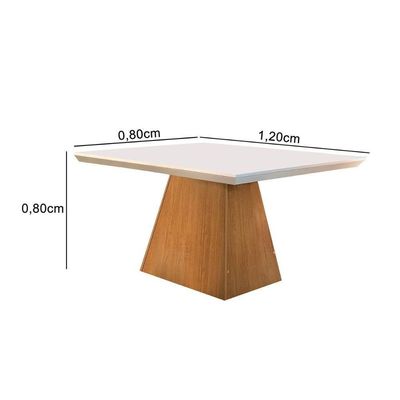 Kit Mesa Luna C/ Tampo Vidro Canto Reto 120cm + 4 Cadeiras Imbuia Chocolate Capuccino