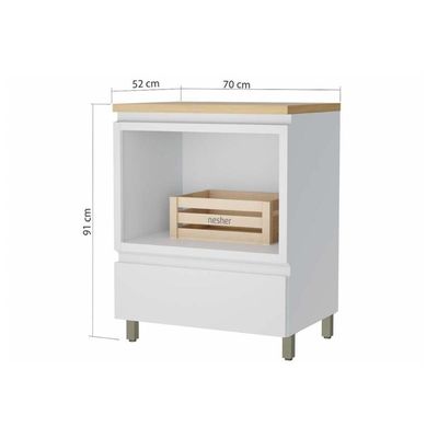 Balcão De Cozinha Rainha P- Forno 1 Porta C-tampo 70 Cm Branca-nature - Nesher