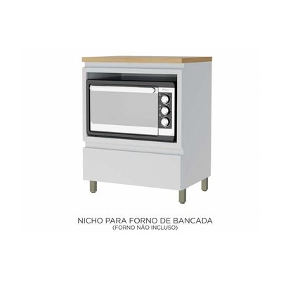Balcão De Cozinha Rainha P- Forno 1 Porta C-tampo 70 Cm Branca-nature - Nesher