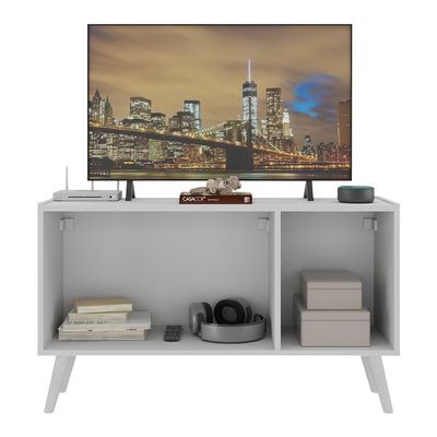 Rack Retrô Para Tv Até 32 Polegadas Com 3 Portas Multimóveis Mp1067 Branco