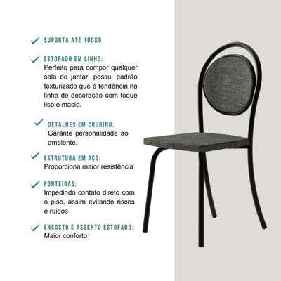 Conjunto Sala De Jantar 4 Cadeiras Nolita Carraro Fre/pre/gra