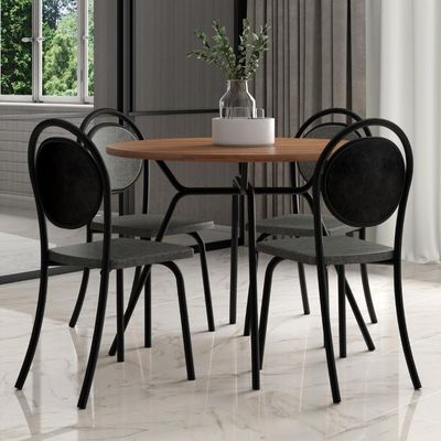 Conjunto Sala De Jantar 4 Cadeiras Nolita Carraro Fre/pre/gra