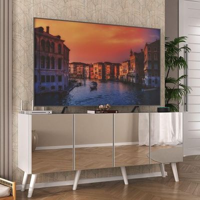 Rack Tv Até 50 Polegadas Retrô Com Espelhos Mp1082 Branco Branco