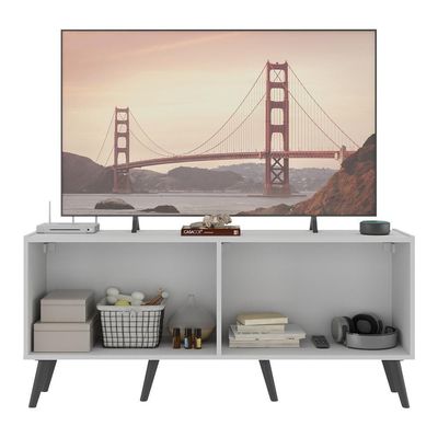 Rack Tv Até 50 Polegadas Retrô Com Espelhos Mp1082 Branco preto