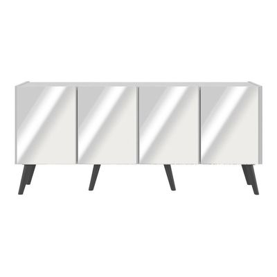 Rack Tv Até 50 Polegadas Retrô Com Espelhos Mp1082 Branco preto