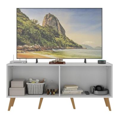 Rack Tv Até 50 Polegadas Retrô Com Espelhos Mp1082 Branco natural