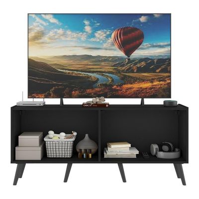 Rack Tv Até 50 Polegadas Retrô Com Espelhos Mp1082 Preto Preto