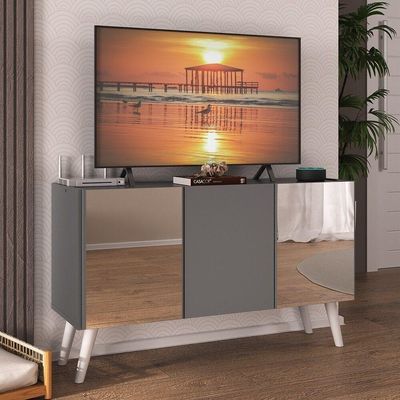 Rack Tv Até 32 Polegadas Retrô Com Espelhos Mp1078 Grafite branco